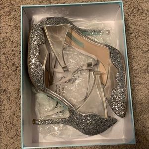 Betsey Johnson Silver Glitter Heels